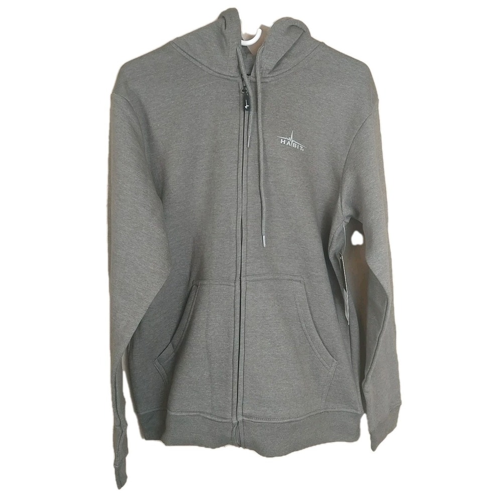 Habit Men's Gunmetal Gray Heavy Weight Zip Up Hooded Sweatshirt Medium